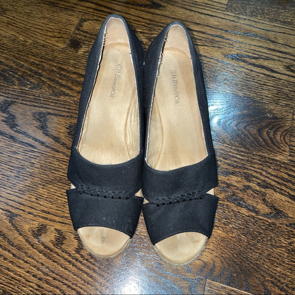 G.H. Bass & Co. black canvas black wedges 7.5 - Picture 4 of 7